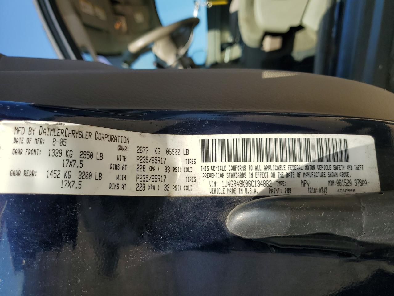 2006 Jeep Grand Cherokee Laredo VIN: 1J4GR48K06C134882 Lot: 80564015