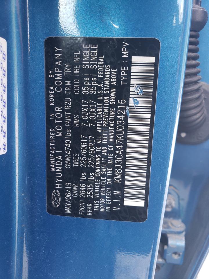 2019 Hyundai Tucson Limited VIN: KM8J3CA47KU034216 Lot: 81870305
