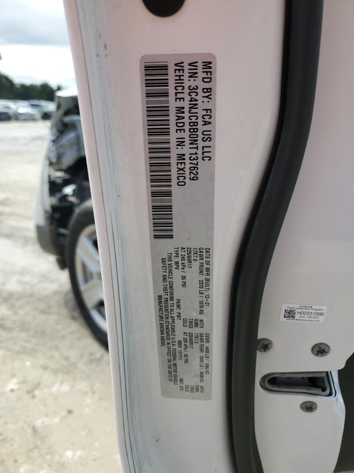 2022 Jeep Compass Latitude VIN: 3C4NJCBB0NT137629 Lot: 84569935