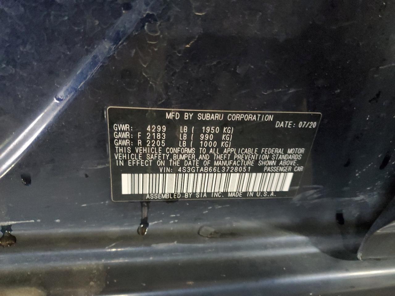 2020 Subaru Impreza VIN: 4S3GTAB66L3728051 Lot: 81316455