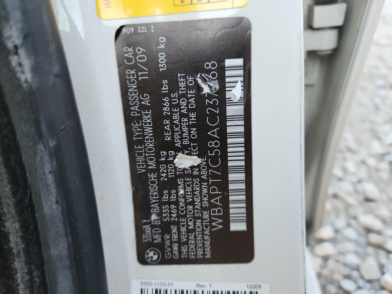 2010 BMW 535 Xi VIN: WBAPT7C58AC237368 Lot: 83837355