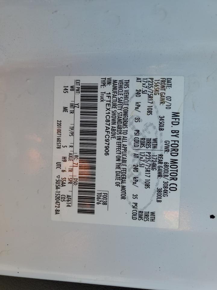 2010 Ford F150 Super Cab VIN: 1FTEX1C87AFC97906 Lot: 80206815