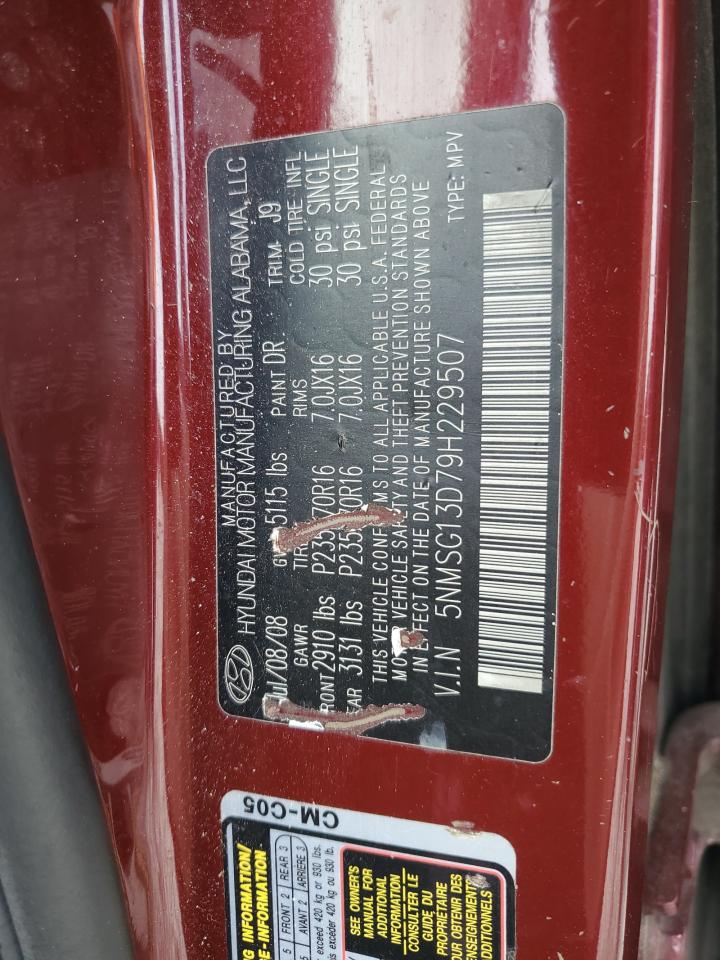 2009 Hyundai Santa Fe Gls VIN: 5NMSG13D79H229507 Lot: 81753835