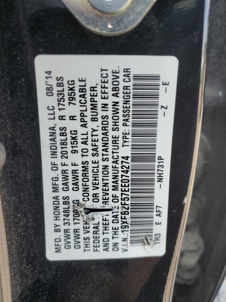 2014 Honda Civic Lx VIN: 19XFB2F57EE074274 Lot: 81050645