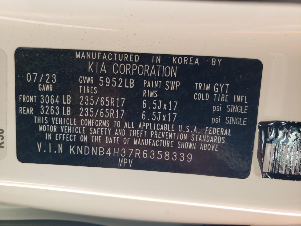 2024 Kia Carnival Lx VIN: KNDNB4H37R6358339 Lot: 84260495