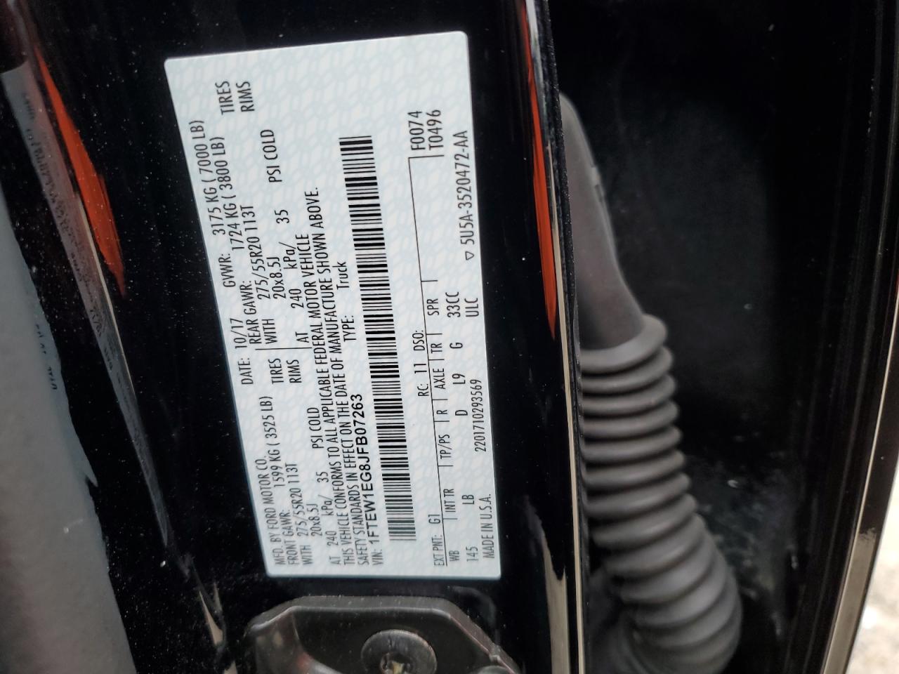 2018 Ford F150 Supercrew VIN: 1FTEW1EG8JFB07263 Lot: 71502785