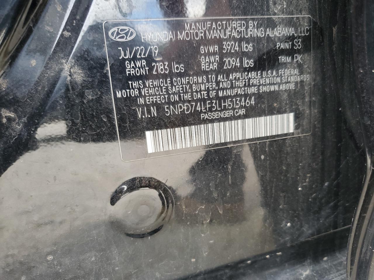 2020 Hyundai Elantra Se VIN: 5NPD74LF3LH513464 Lot: 81710725