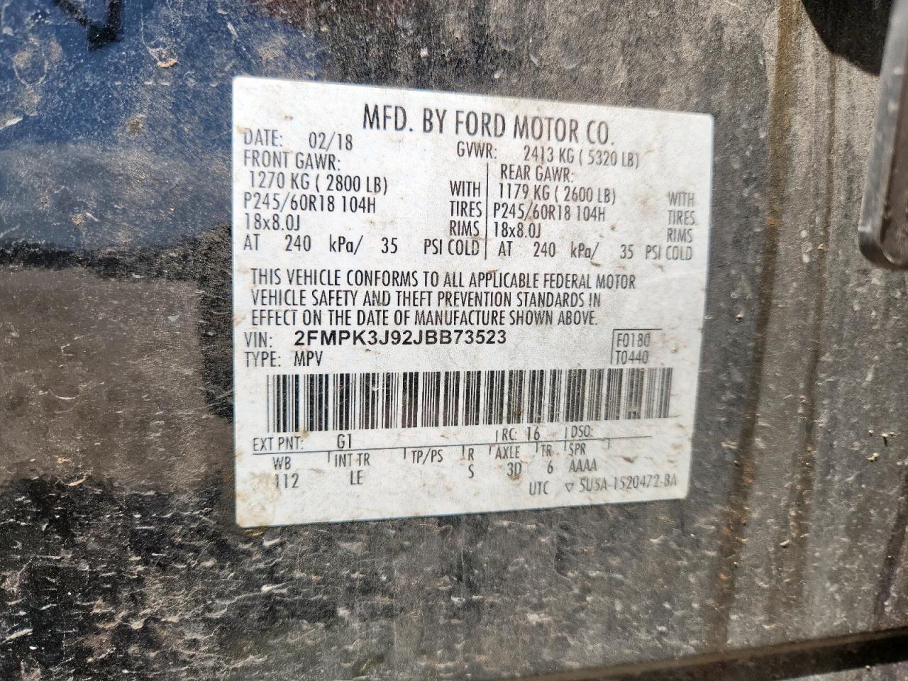 2018 Ford Edge Sel VIN: 2FMPK3J92JBB73523 Lot: 70639445