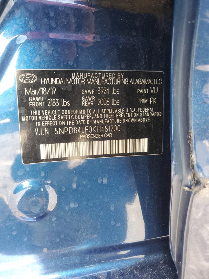 2019 Hyundai Elantra Sel VIN: 5NPD84LF0KH481200 Lot: 81683605