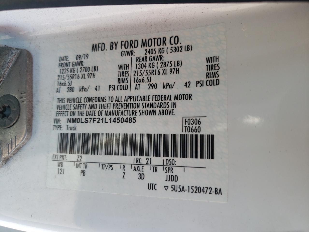 2020 Ford Transit Connect Xlt VIN: NM0LS7F21L1450485 Lot: 71868385