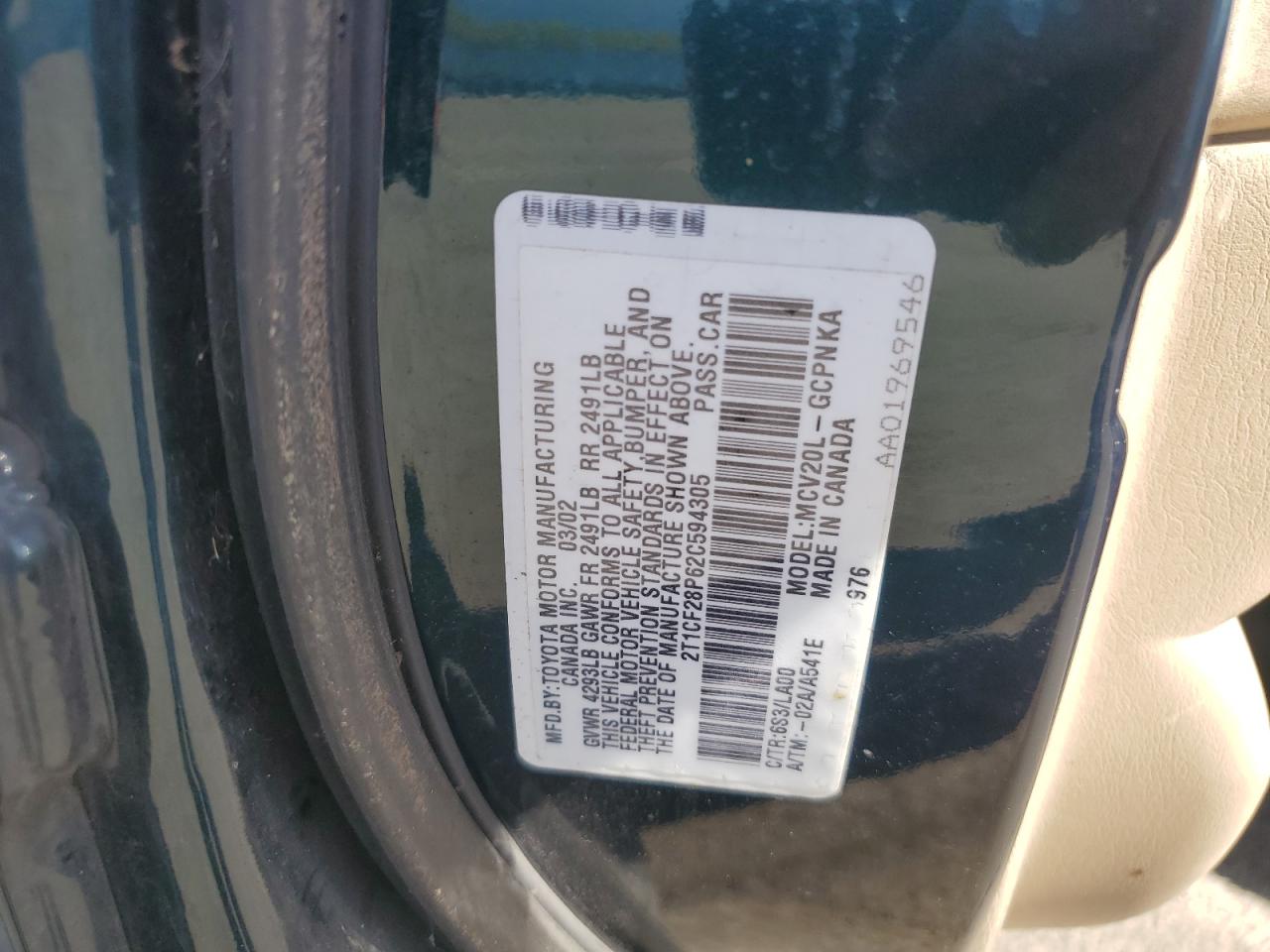 2002 Toyota Camry Solara Se VIN: 2T1CF28P62C594305 Lot: 84444795