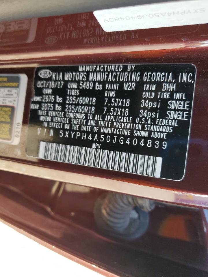 2018 Kia Sorento Ex VIN: 5XYPH4A50JG404839 Lot: 83801595