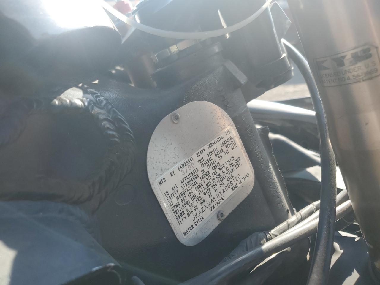 2000 Kawasaki Zx1200 A1 VIN: JKAZX9A10YA009120 Lot: 80836715