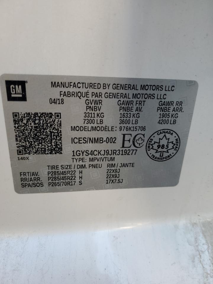 2018 Cadillac Escalade Premium Luxury VIN: 1GYS4CKJ9JR319277 Lot: 83877595