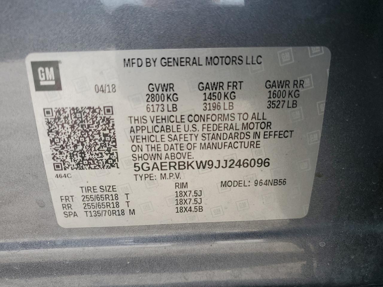 2018 Buick Enclave Essence VIN: 5GAERBKW9JJ246096 Lot: 84373985