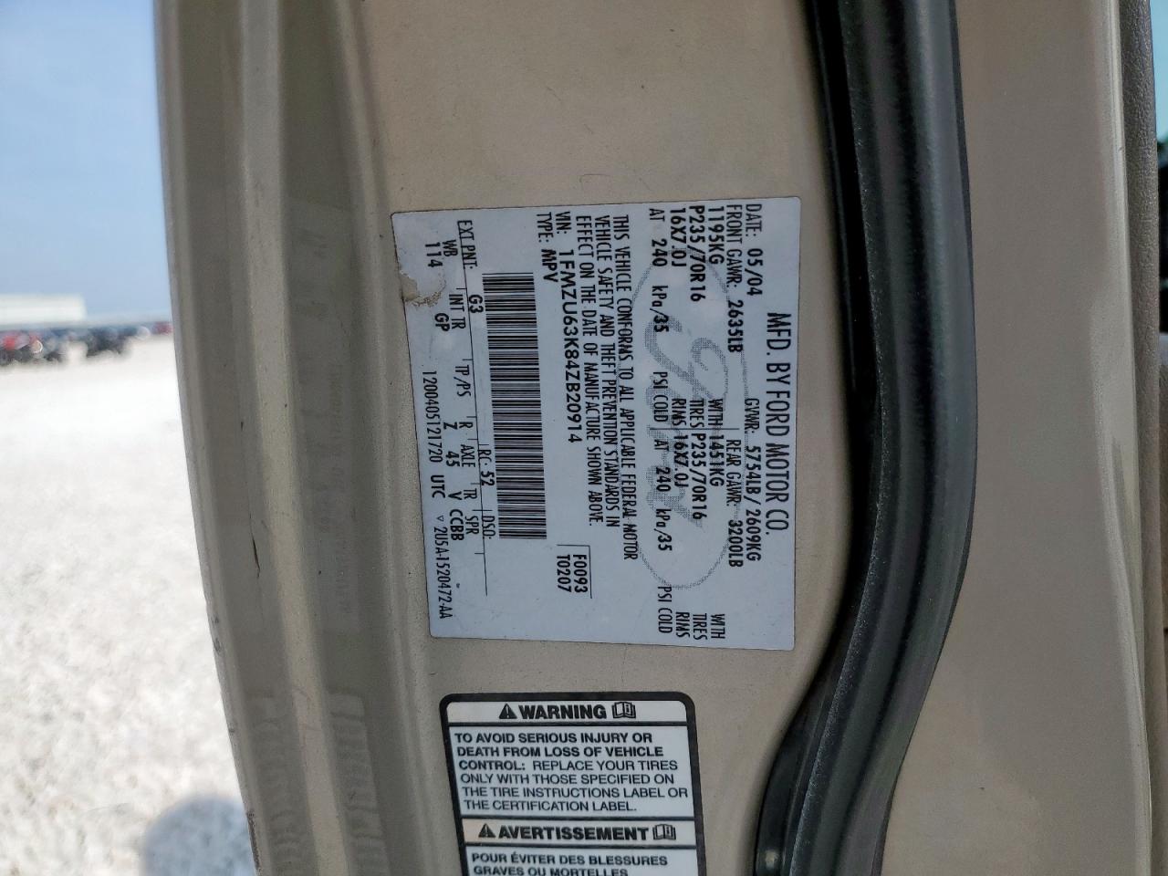 2004 Ford Explorer Xlt VIN: 1FMZU63K84ZB20914 Lot: 71588325