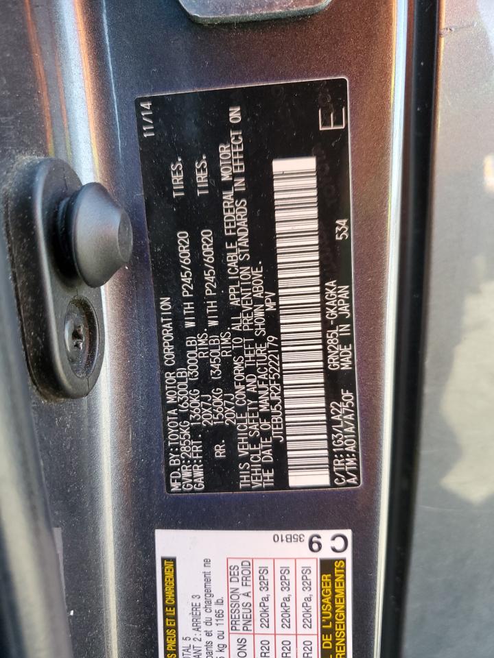 2015 Toyota 4Runner Sr5/Sr5 Premium VIN: JTEBU5JR2F5222179 Lot: 71008695