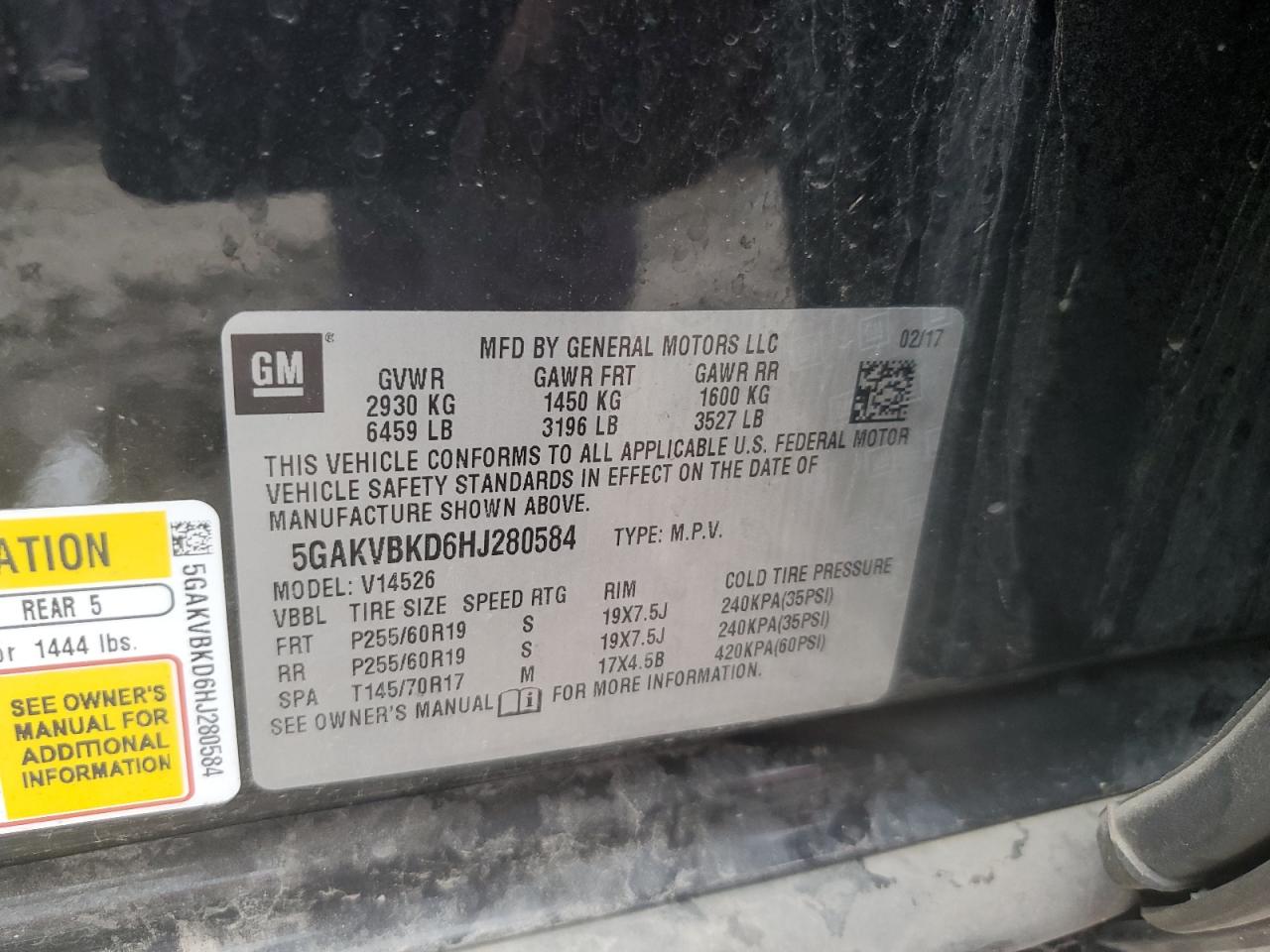 2017 Buick Enclave VIN: 5GAKVBKD6HJ280584 Lot: 83773245