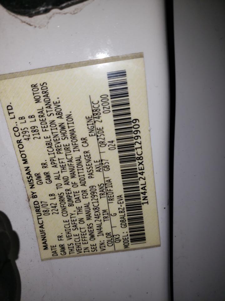 2008 Nissan Altima 2.5 VIN: 1N4AL24EX8C129909 Lot: 84525375