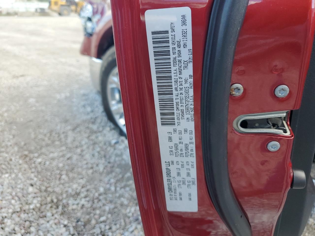 2015 Ram 1500 Laramie VIN: 1C6RR7NT2FS510315 Lot: 81504105