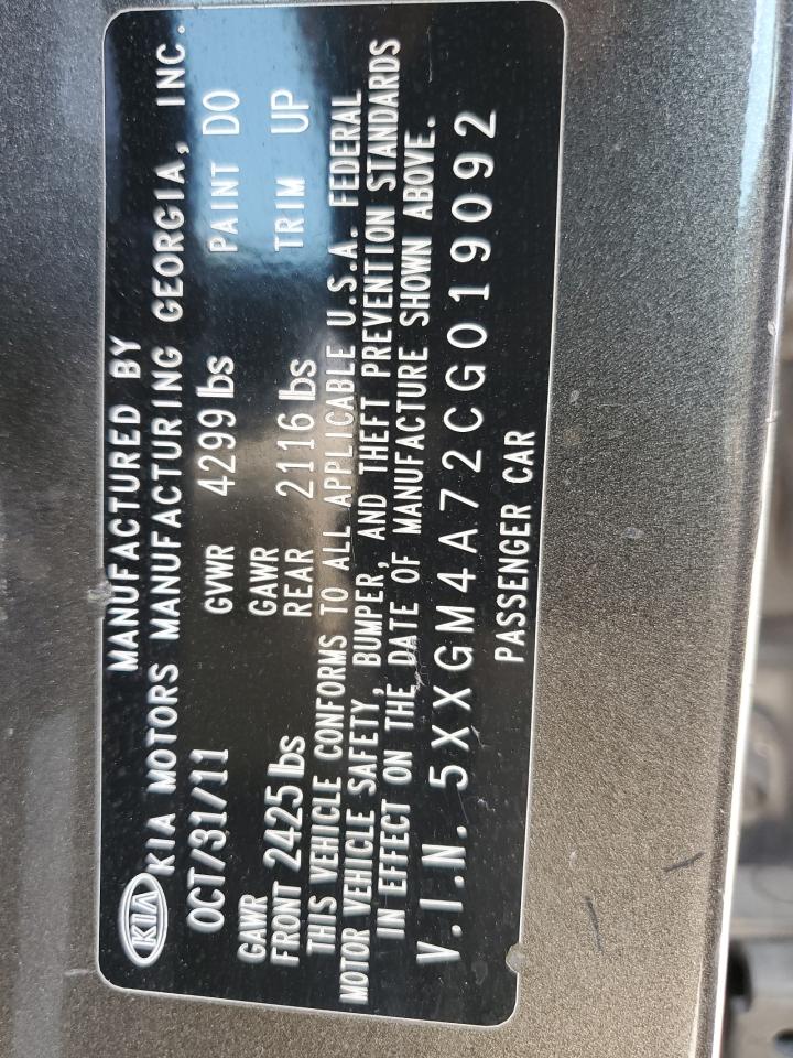 2012 Kia Optima Lx VIN: 5XXGM4A72CG019092 Lot: 80405715