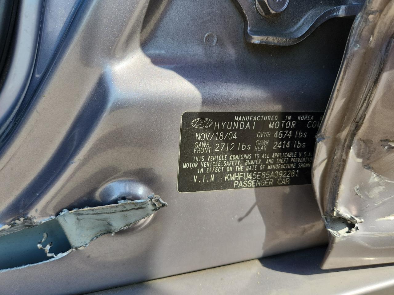 2005 Hyundai Xg 350 VIN: KMHFU45E85A392281 Lot: 80897325