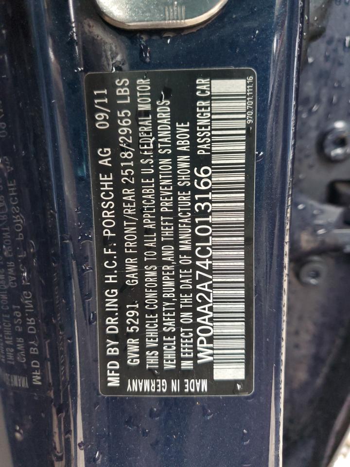 2012 Porsche Panamera 2 VIN: WP0AA2A74CL013166 Lot: 84430855