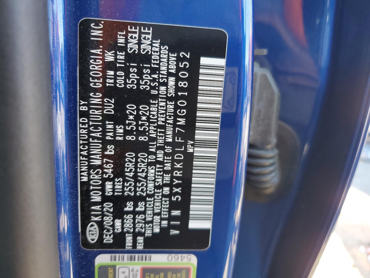 2021 Kia Sorento Sx VIN: 5XYRKDLF7MG018052 Lot: 83802695