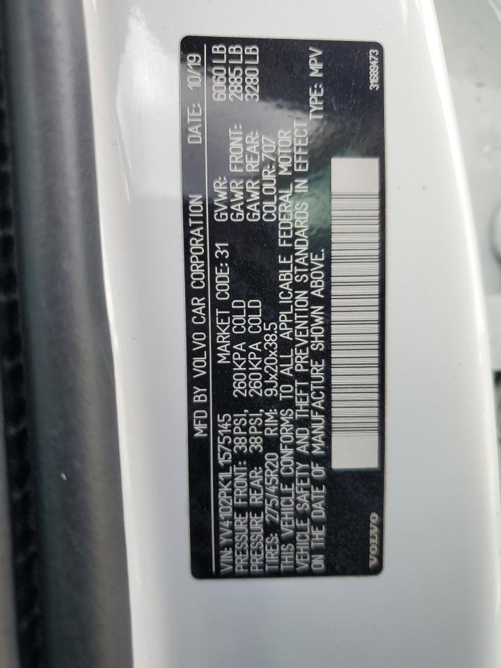 2020 Volvo Xc90 T5 Momentum VIN: YV4102PK1L1575145 Lot: 84207835