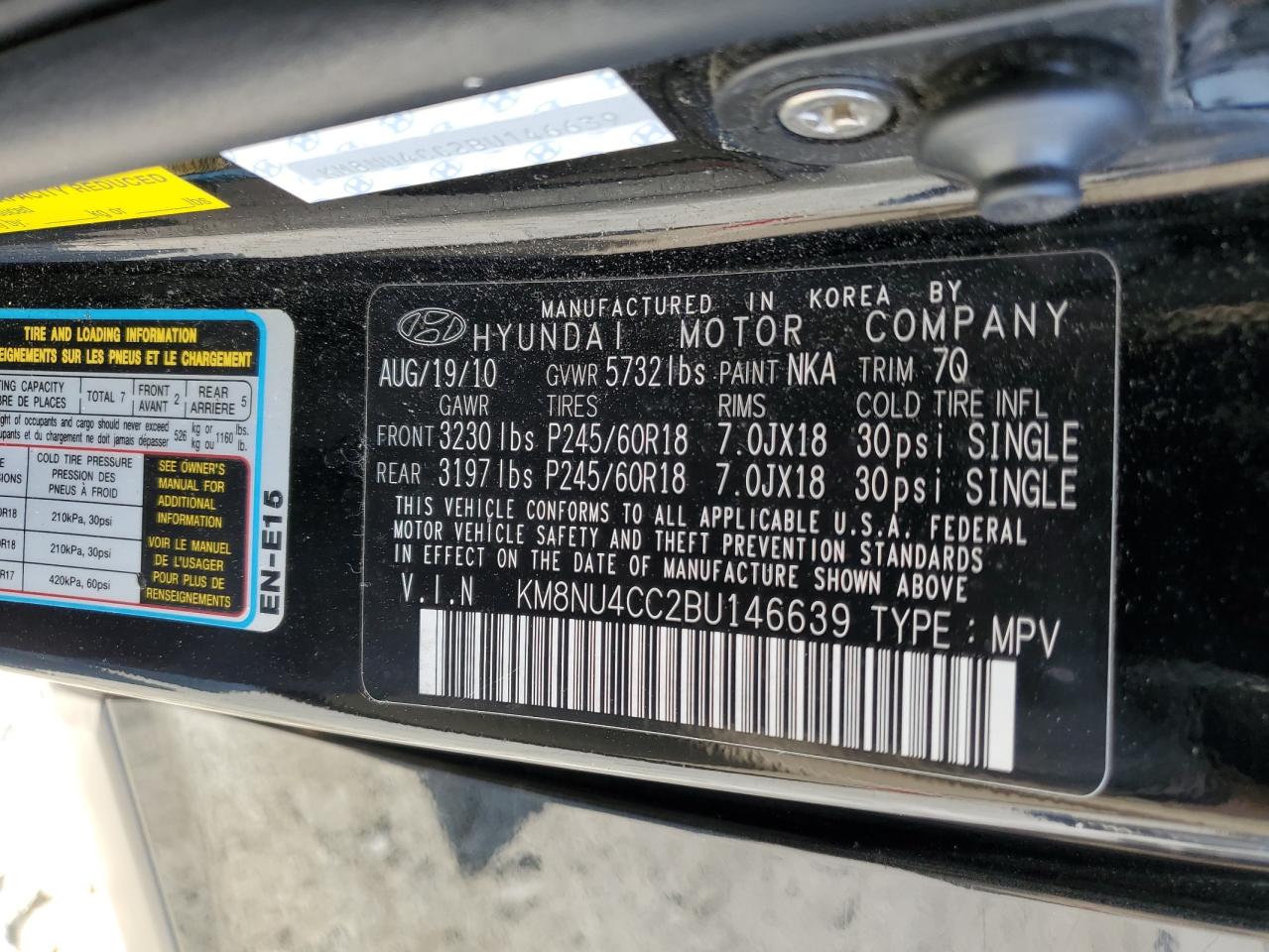 2011 Hyundai Veracruz Gls VIN: KM8NU4CC2BU146639 Lot: 71513355