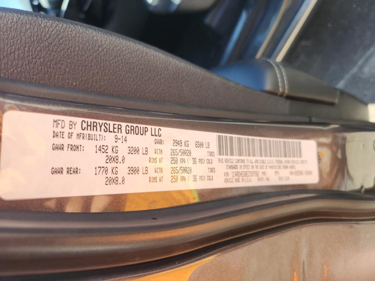 2014 Dodge Durango Citadel VIN: 1C4RDHEG8EC597582 Lot: 84659155