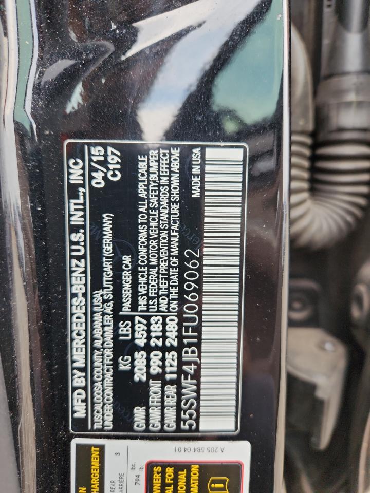 2015 Mercedes-Benz C 300 VIN: 55SWF4JB1FU069062 Lot: 81657125