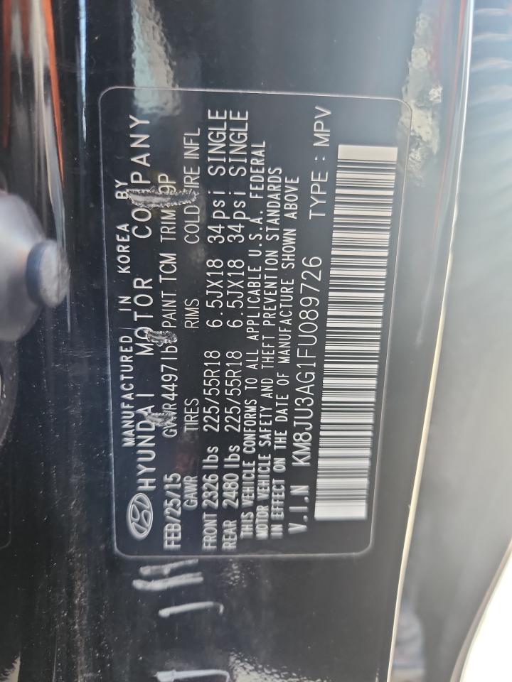 2015 Hyundai Tucson Limited VIN: KM8JU3AG1FU089726 Lot: 81750335