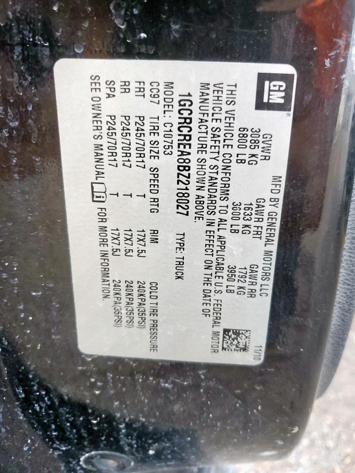 2011 Chevrolet Silverado C1500 Ls VIN: 1GCRCREA8BZ218027 Lot: 81935745