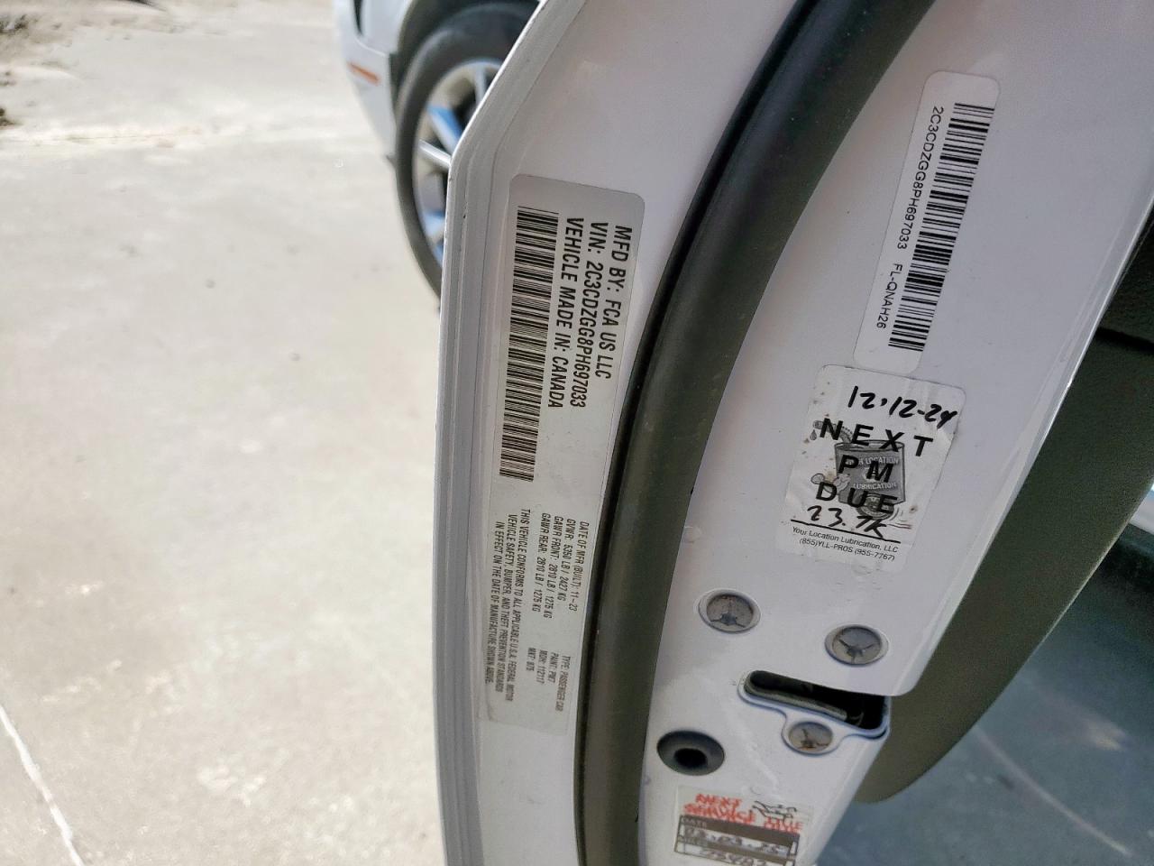 2023 Dodge Challenger Sxt VIN: 2C3CDZGG8PH697033 Lot: 71922225