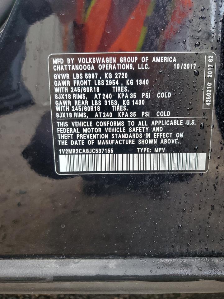 2018 Volkswagen Atlas Sel VIN: 1V2MR2CA8JC537155 Lot: 81647355