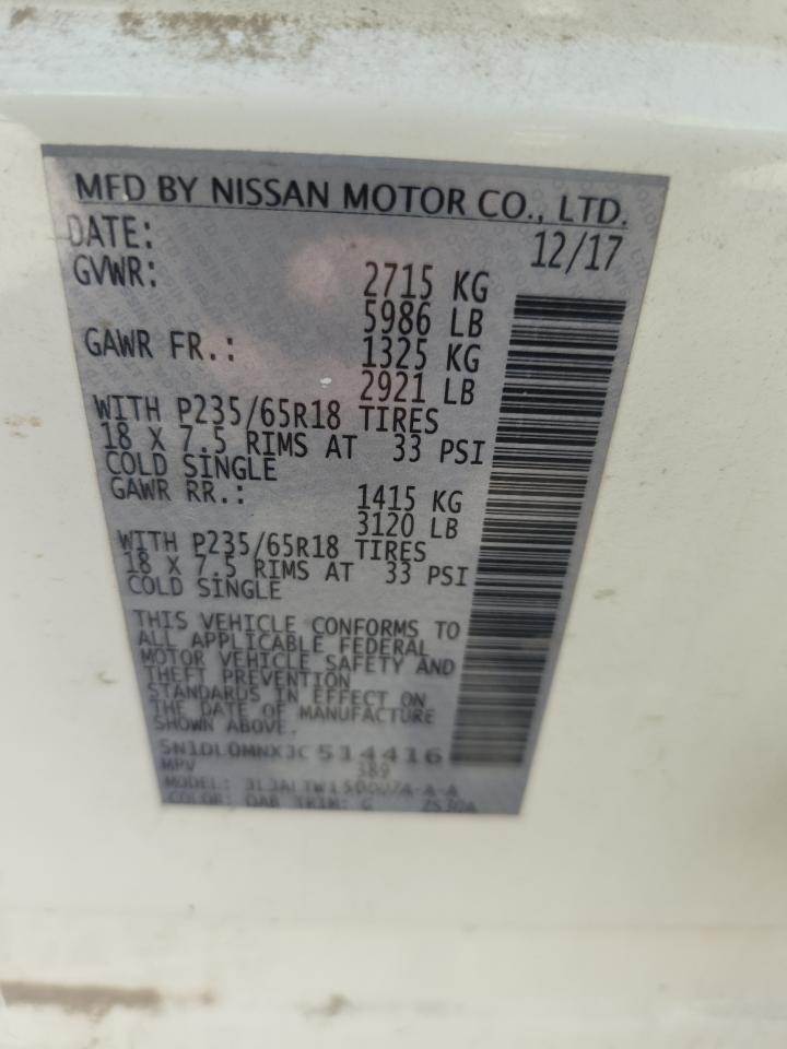 2018 Infiniti Qx60 VIN: 5N1DL0MNXJC514416 Lot: 81119675