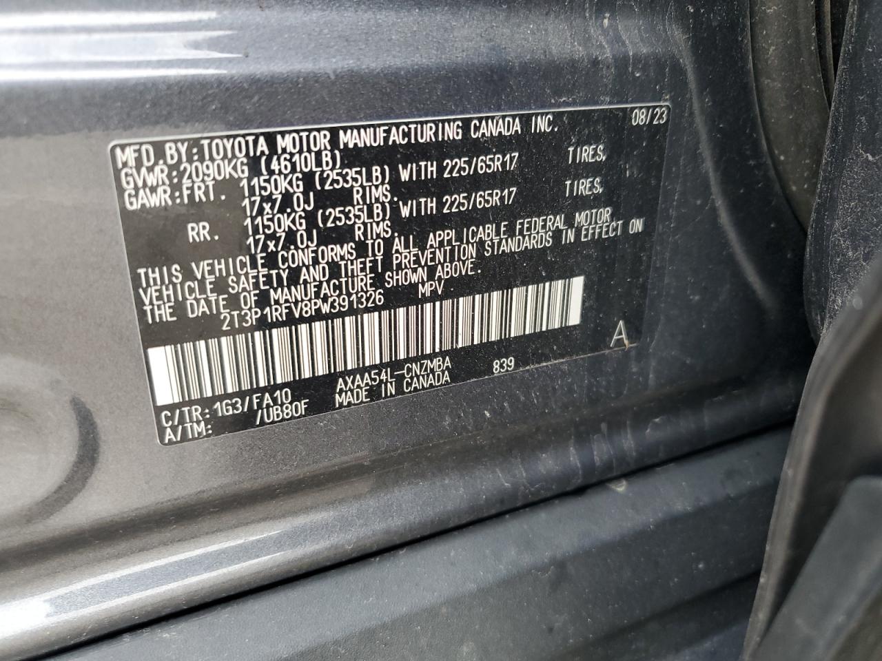 2020 Toyota Rav4 Xle VIN: 2T3P1RFV8PW391326 Lot: 82143265