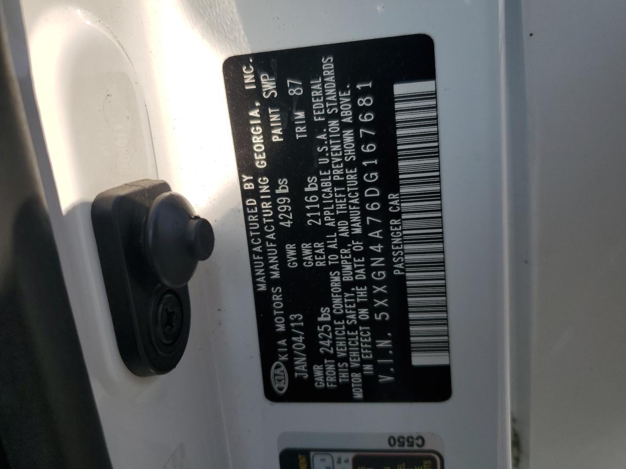 2013 Kia Optima Ex VIN: 5XXGN4A76DG167681 Lot: 71626635