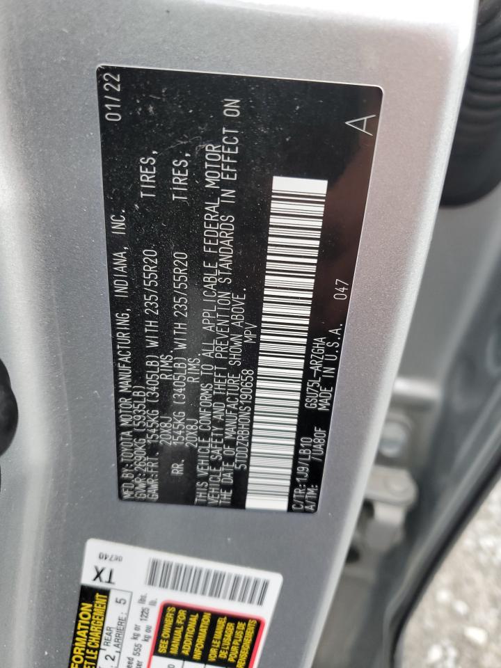 2022 Toyota Highlander Limited VIN: 5TDDZRBH0NS190658 Lot: 84206305