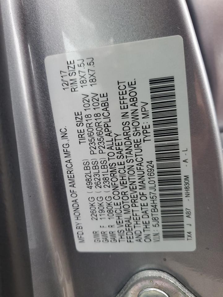 2018 Acura Rdx Technology VIN: 5J8TB4H57JL016924 Lot: 84827505