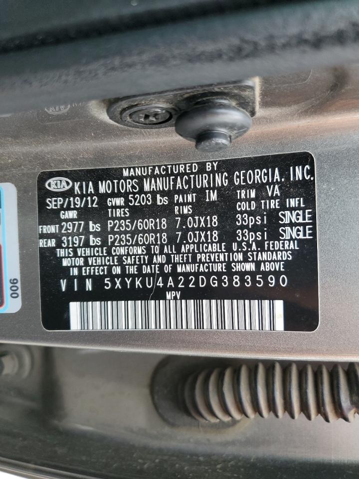 2013 Kia Sorento Ex VIN: 5XYKU4A22DG383590 Lot: 84062995