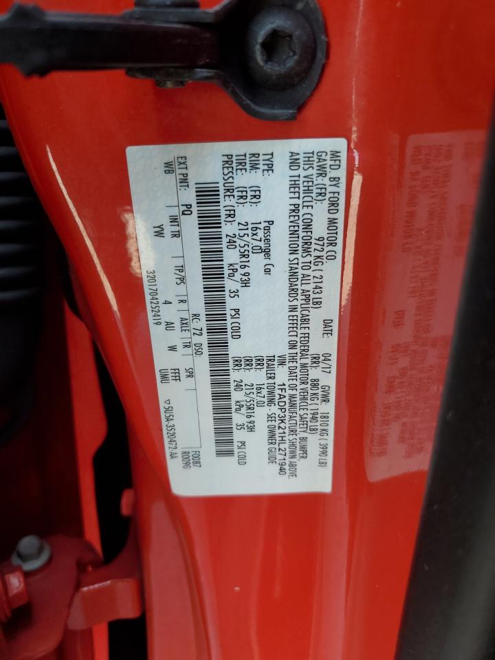 2017 Ford Focus Se VIN: 1FADP3K21HL271940 Lot: 80479095