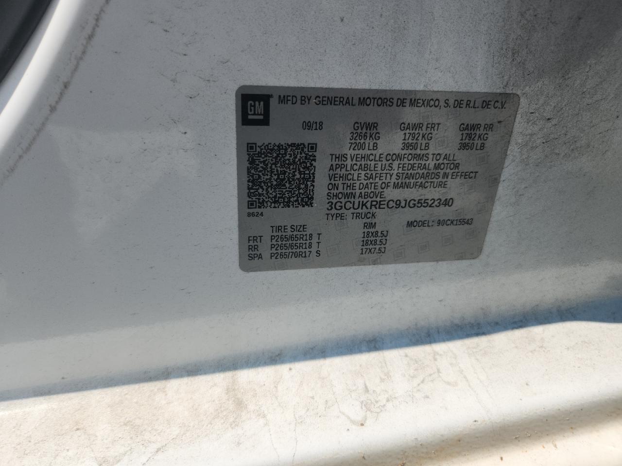 2018 Chevrolet Silverado K1500 Lt VIN: 3GCUKREC9JG552340 Lot: 81281355