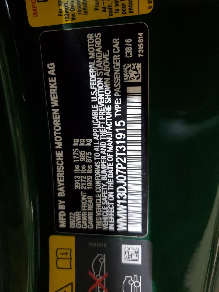 2023 Mini Cooper Se VIN: WMW13DJ07P2T31915 Lot: 71695205