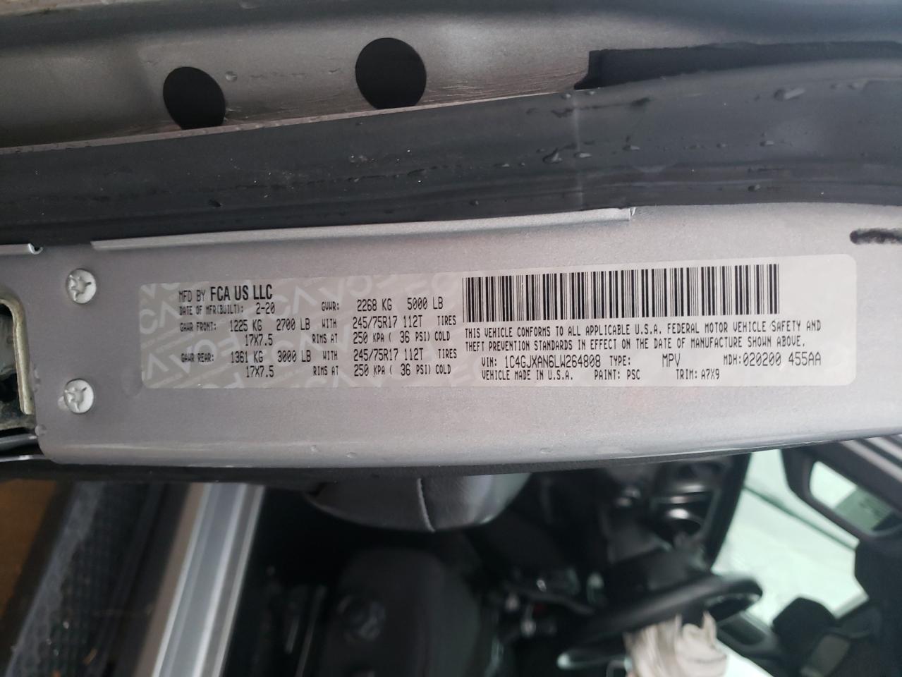 2020 Jeep Wrangler Sport VIN: 1C4GJXAN6LW264808 Lot: 81790005