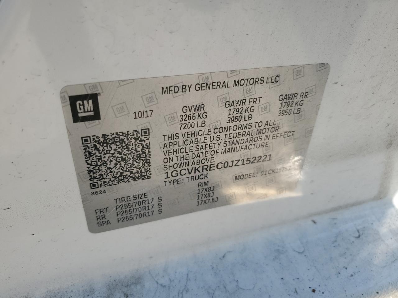 2018 Chevrolet Silverado K1500 Lt VIN: 1GCVKREC0JZ152221 Lot: 80590575