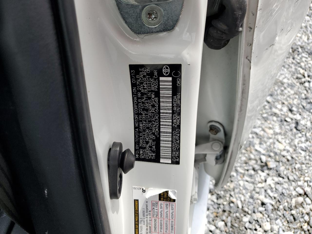 2013 Toyota Prius VIN: JTDKN3DUXD1644548 Lot: 80177765