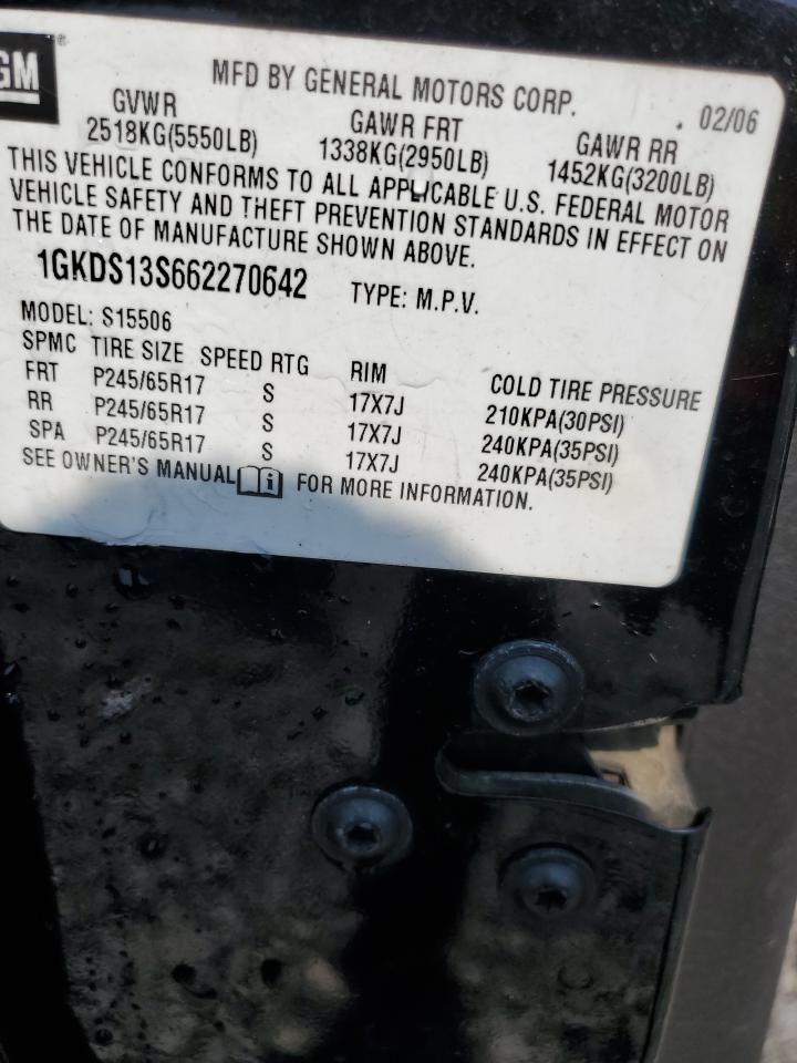 2006 GMC Envoy VIN: 1GKDS13S662270642 Lot: 71922005