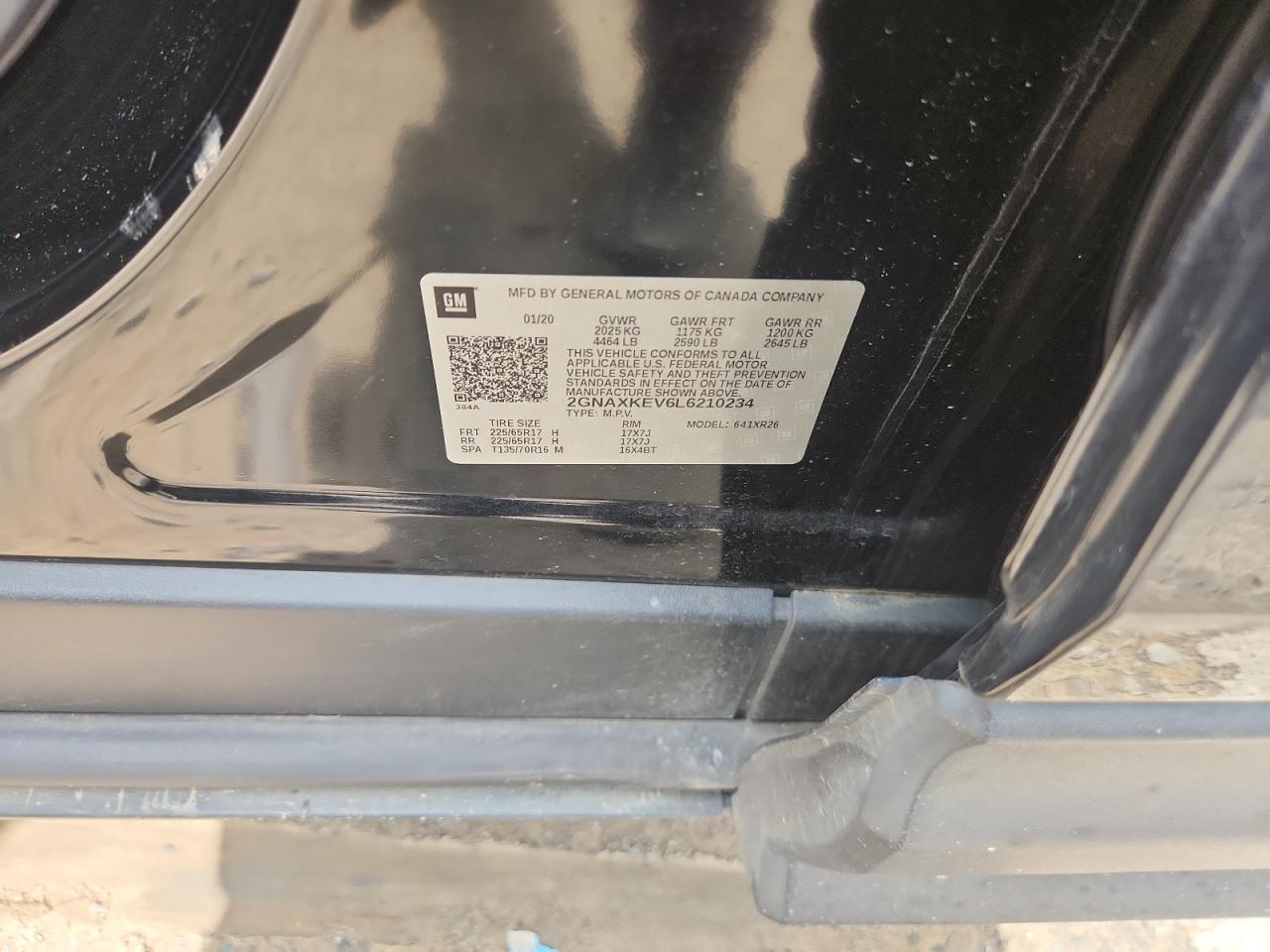 2020 Chevrolet Equinox Lt VIN: 2GNAXKEV6L6210234 Lot: 83869105